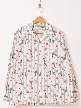 Backers 総柄 長袖 オープンカラーシャツ