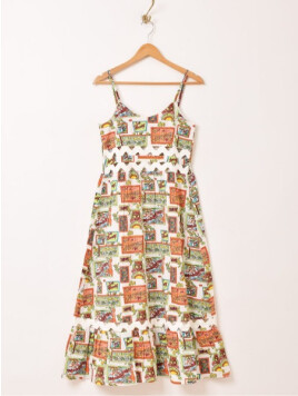 アンティークサイン柄 テープデザイン キャミソールワンピース