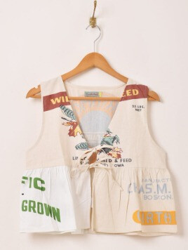 フィードサック柄 ペプラムベスト