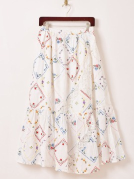 Emerald Motel フラワー ハンカチ刺繍 スカート