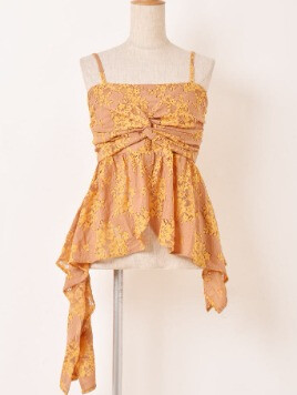 Meridian フラワーレース アシンメトリー キャミソール