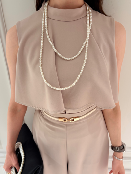 ラッフル重ねハイネックブラウス