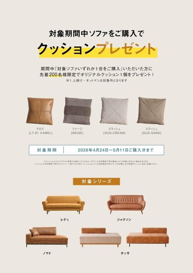 クッションプレゼントキャンペーン開催中！