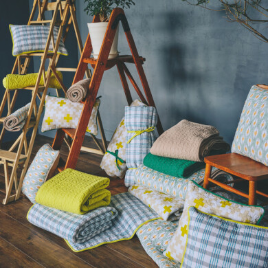 涼し気な柄のオリジナルキルト  「Everyday Colors, Everyday Quilts」